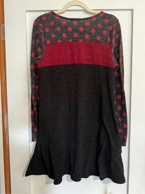 Women's Polka Dot Panel Knit Dress - Black & Red